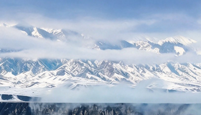 独山子大峡谷雪山云海